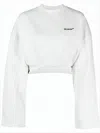 Off-white Cropped Long-sleeve Top With Relaxed Fit And Subtle Logo In White