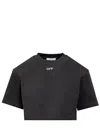 Off-white Black Cropped T-shirt With Logo In Black