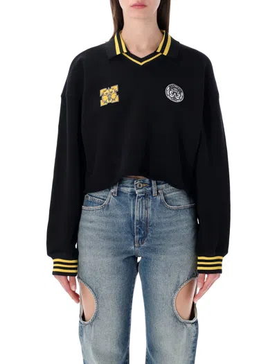 Off-white Cropped Polo Sweatshirt In Black