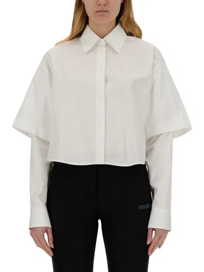 OFF-WHITE CROPPED POPLIN SHIRT