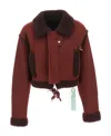 Off-white Cropped Shearling Jacket In Red