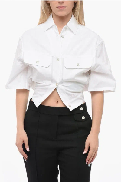 Off-white Cropped Shorts Sleeved Shirt In White