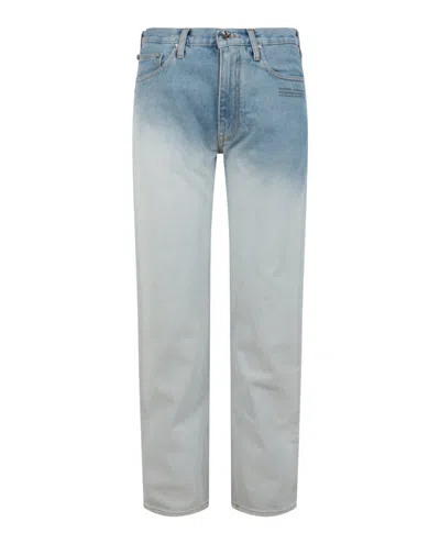 Off-white Cropped Straight-leg Ombre Jeans In Blue