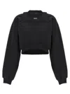 Off-white Cotton Sweatshirt With Frontal Logo In White/black