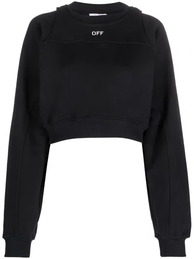 Off-white Cropped Sweatshirt With Print In Black