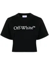 Off-white Bookish Logo-print Cropped T-shirt In Black