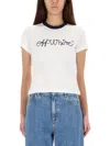 Off-white White T-shirt With Blue Embroidered Logo In White
