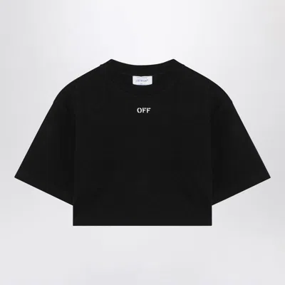 Off-white Cropped T-shirt With Logo In Black
