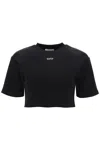 Off-white Off White Cropped T Shirt With Off Embroidery In Black