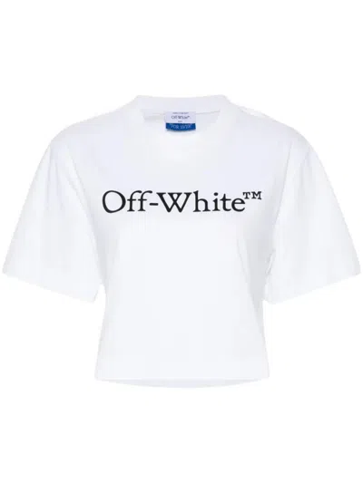 Off-white Cropped T-shirt With Print In ホワイト