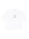 Off-white Cropped T-shirt With Silver Graphics In White