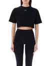 Off-white Black Cropped T-shirt With Logo In Black