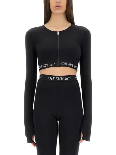 OFF-WHITE CROPPED TOP WITH LOGOED BAND