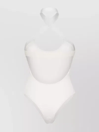 Off-white Cross Back Halterneck Swimsuit In White
