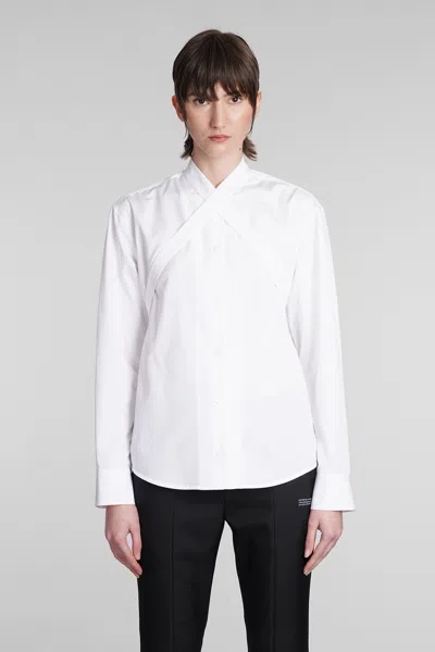 OFF-WHITE CROSS-COLLAR CURVED HEM SHIRT