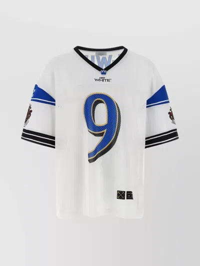 Off-white Crown Football Mesh Graphic T-shirt In White