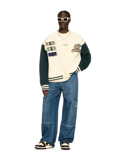 Off-white Crystal Cash Varsity Cardigan In Neutrals