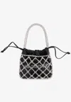 Off-white Crystal Embellished Handbag In Black