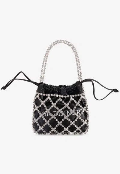 Off-white Crystal Embellished Handbag In Black