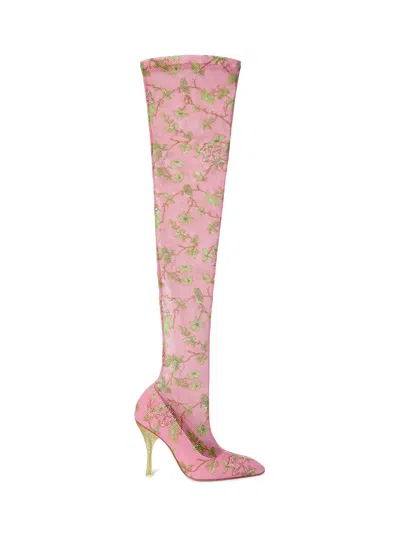 Off-white Crystal Printed Mesh Cuissard In Pink