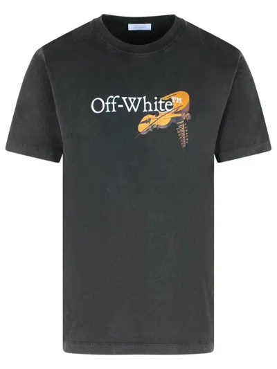 Off-white Washed Black Cupid Arrow Skate Logo T-shirt