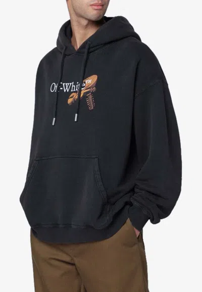 Off-white Washed Black Cupid Arrow Skate Logo Hoodie