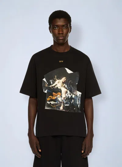 Off-white Cupid Paper Skate Logo T-shirt In Black