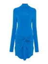 Off-white Twist-front Printed Jersey Mini Dress In Light Blue