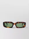 Off-white Curved Rectangle Sunglasses With Green Lenses