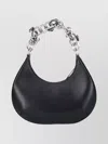 Off-white Curved Shoulder Bag Featuring Chain Strap In Black