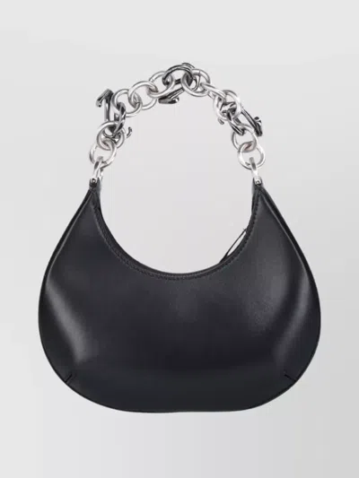 Off-white Curved Shoulder Bag Featuring Chain Strap In Black