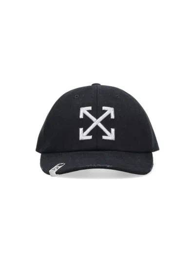 OFF-WHITE CURVED VISOR BASEBALL CAP IN BLACK COTTON