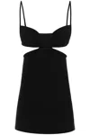 OFF-WHITE CUT OUT BLACK RIBBED MINI DRESS FOR WOMEN
