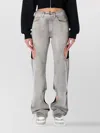 Off-white Cut-out Denim Trousers Featuring Belt Loops In Blue