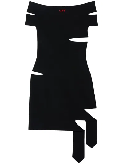 Off-white Cut Out-detail Mini Dress In Black