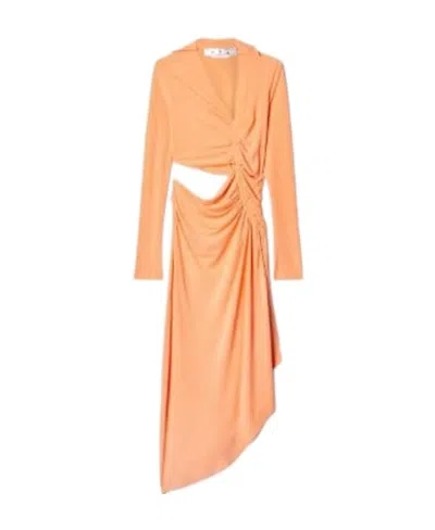 OFF-WHITE OFF-WHITE RUCHED LONG-SLEEVED DRESS