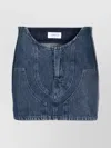 Off-white Low-waist Denim Miniskirt With 3d Detailing