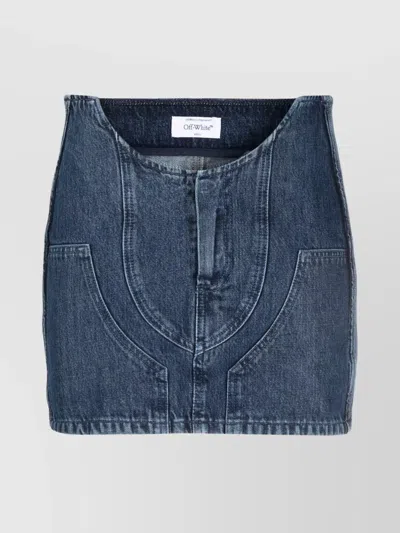 OFF-WHITE CUT-OUT HIGH-RISE DENIM MINI SKIRT DETAIL