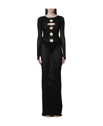 Off-white Viscose Dress With Frontal Logo In Black