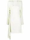 Off-white Cut-out Long-sleeve Dress In Green