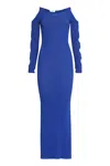 Off-white Cut-out Net Long Dress In Blu