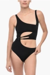 Off-white Meteor Swimsuit In Black For Women With Asymmetric Neckline And Cut-out Details