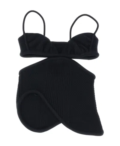 Off-white Cut-out Ribbed-knit Top In Black