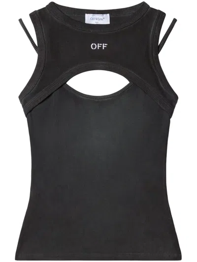 Off-white Cut-out Ribbed Tank Top In Gray