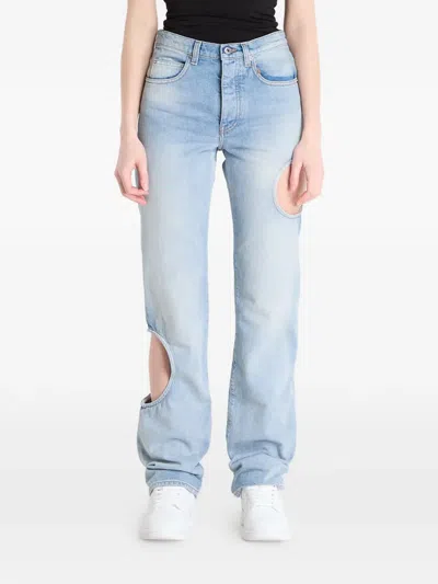 Off-white Cut-out Straight-leg Jeans In Blue