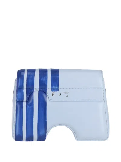 Off-white Cut-out Stripe Shoulder Bag In Blue