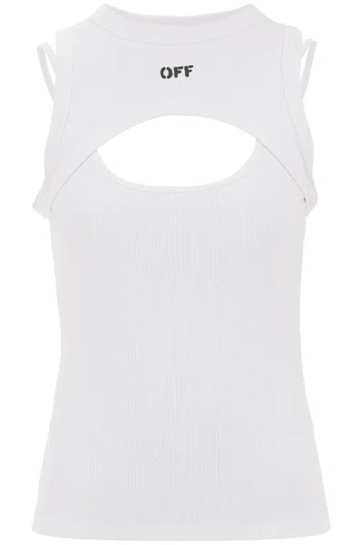 Off-white Cut-out Tank Top In Bianco/nero