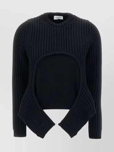 Off-white Cut-out Wool Blend Knit Sweater In Blue