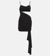 Off-white Strapless Body-con Mini Dress With Draped Panel In Black