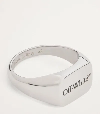 Off-white D2 Logo Signet Ring In Silver